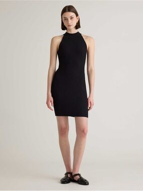 Quince High Neck Ribbed Knit Mini Dress size M